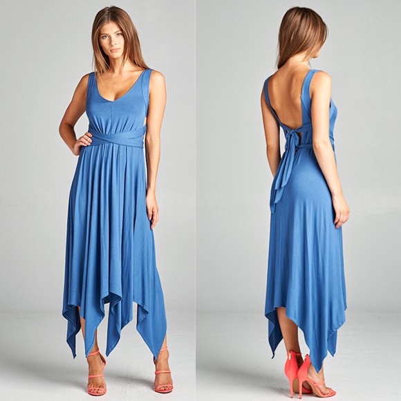 NEW! Azure Blue Asymmetrical Dress - Picture 5 of 8